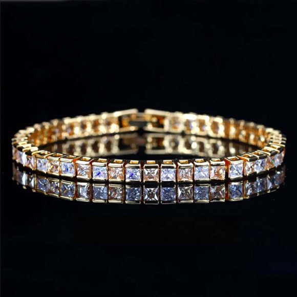 2ct Champagne & White Diamond Womens 14K Gold Tennis Bracelet Silver 7" Jewelry - Picture 1 of 9